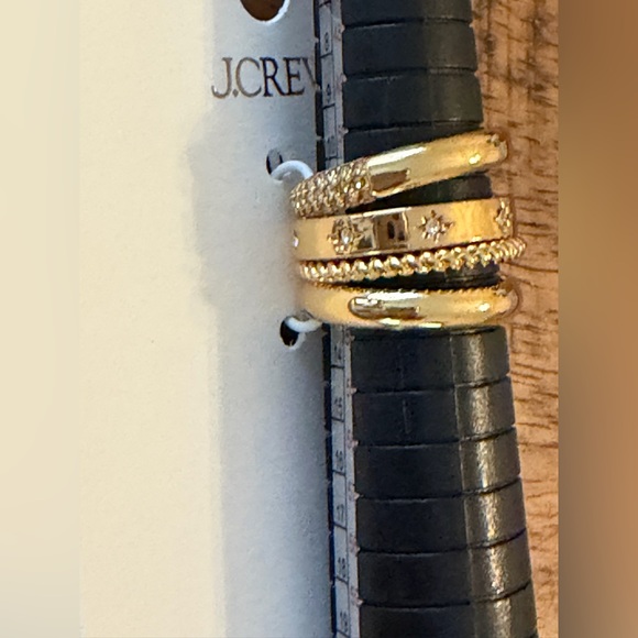 J. Crew Gold Ring Set of 4 with Crystal Accents size 7 - Picture 5 of 5